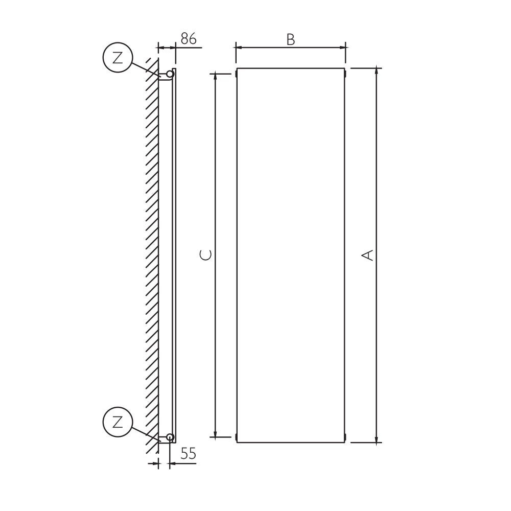 Deltacalor Pl V Y Plate Verticale Singolo Radiatore H L