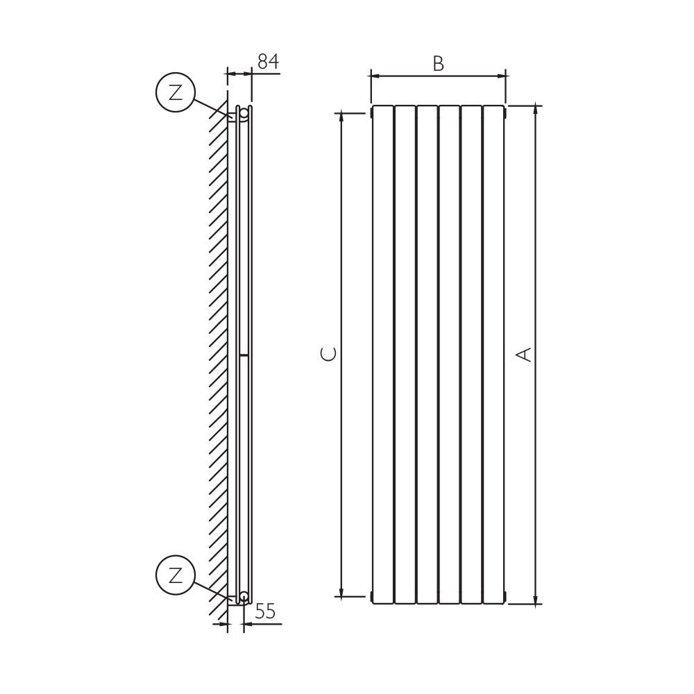 Deltacalor Fl V B Flyline Verticale Doppio Radiatore Bianco H