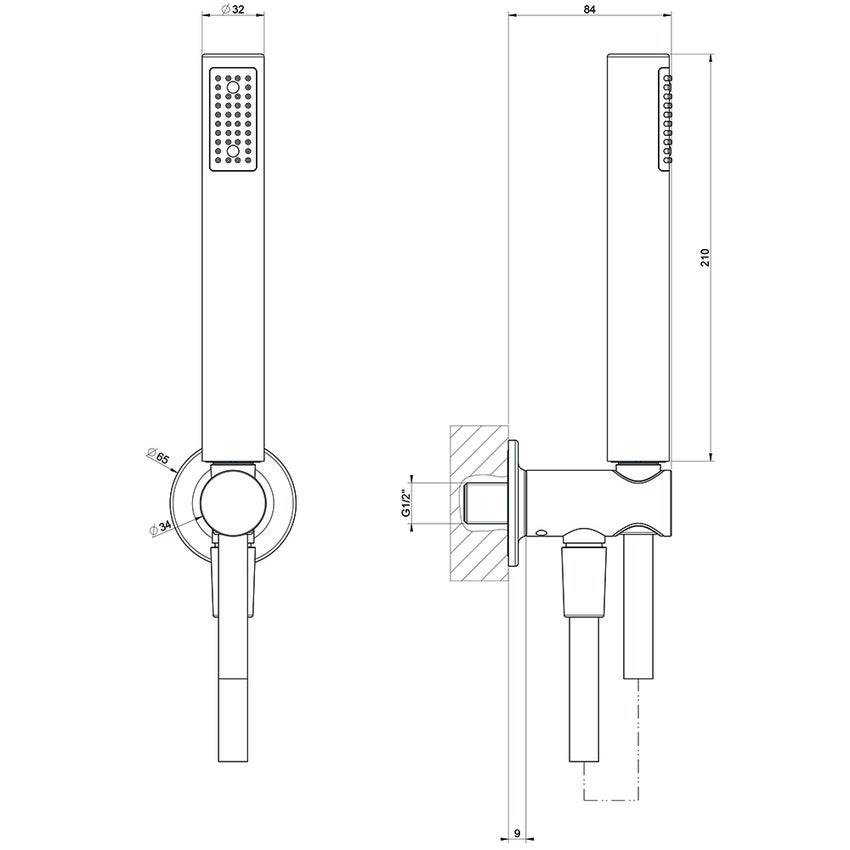 Gessi 58123 187 INCISO SHOWER Set Doccia Con Presa Acqua Doccetta