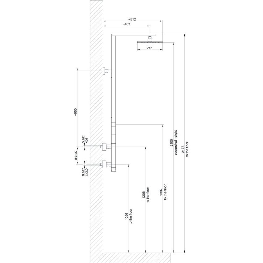 Gessi 23407 031 RETTANGOLO SHOWER Miscelatore Termostatico A Parete Con