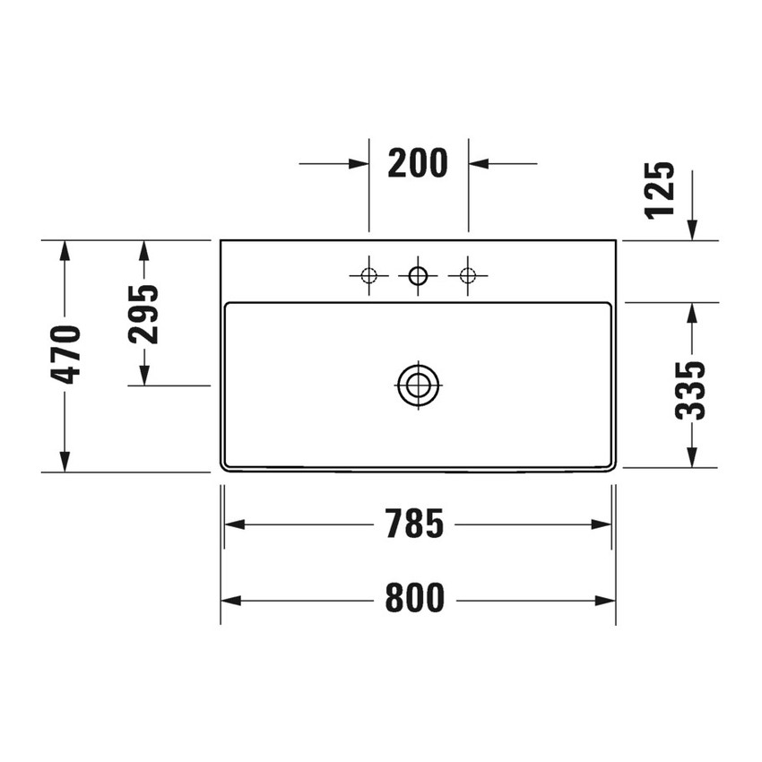 Duravit Durasquare Lavabo Consolle Rettificato Cm