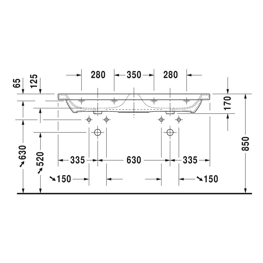 Duravit Durastyle Lavabo Consolle Doppio Cm Monoforo