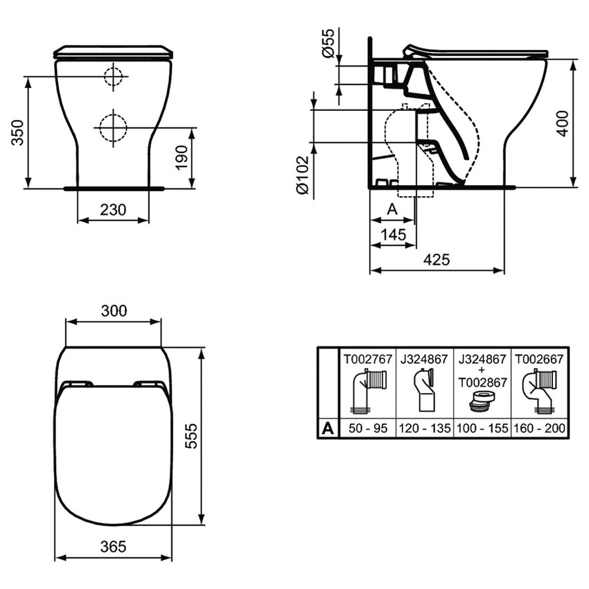 Ideal Standard T353601 TESI Vaso A Pavimento AquaBlade Universale Filo