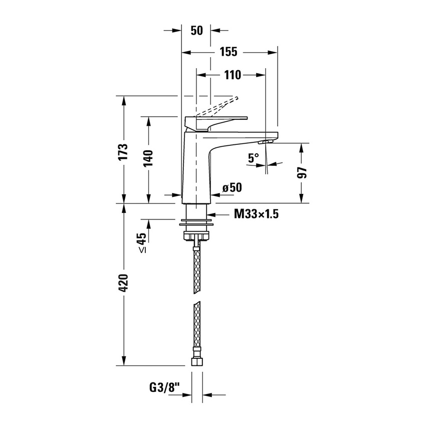 Duravit Tu Tulum Miscelatore Monocomando Per Lavabo H Cm