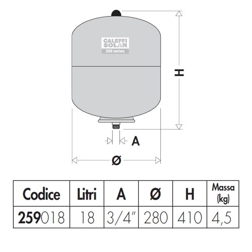 Caleffi Vaso D Espansione Saldato Per Impianti Solari Lt