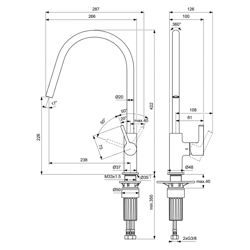 Ideal Standard Bd A Gusto Miscelatore Monocomando H Cm Per