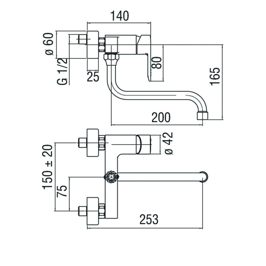 Nobili RD00115CR NEW ROAD Miscelatore Monocomando A Parete Per Lavello