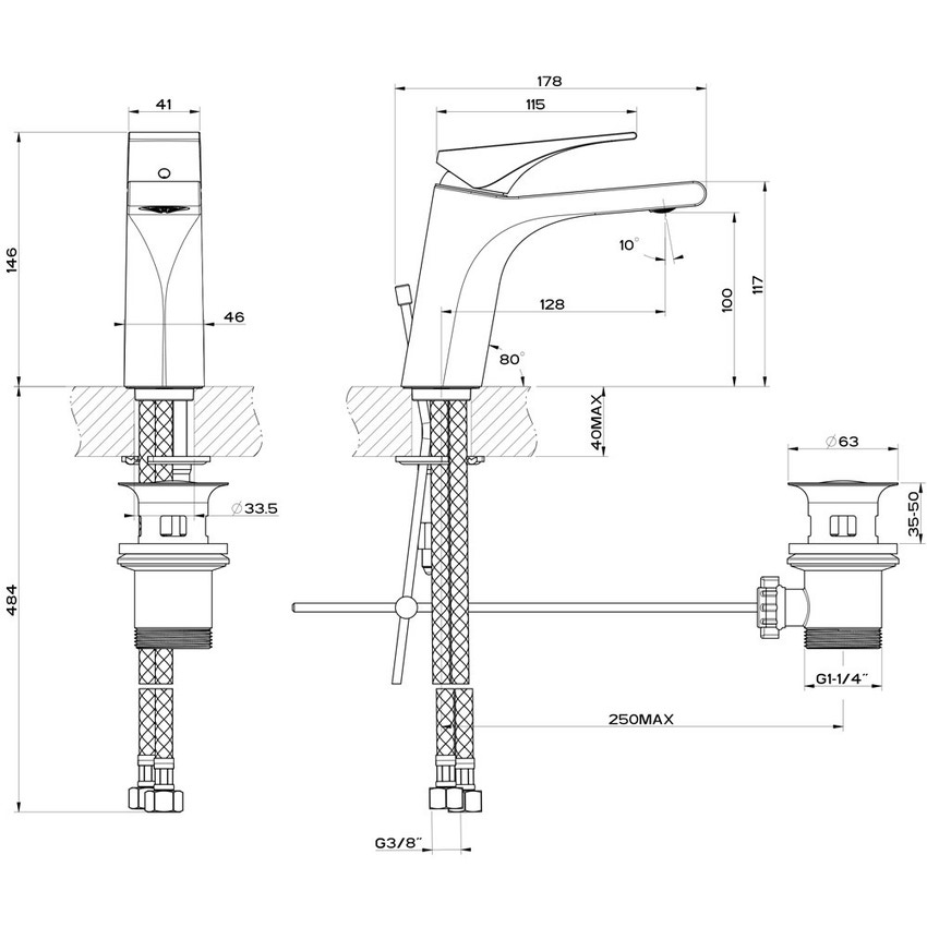 Gessi 49005 031 VIA SOLFERINO Miscelatore Monocomando Con Leva