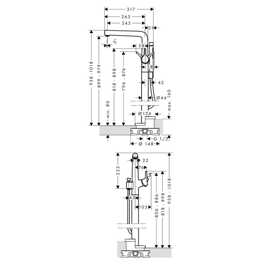 Hansgrohe Talis S Miscelatore Monocomando Vasca A Pavimento