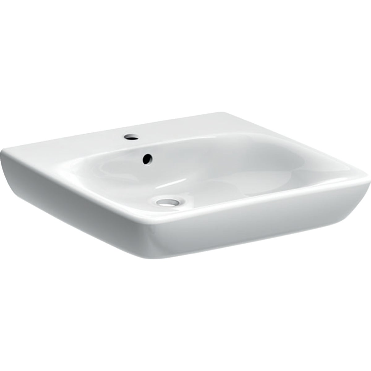 Geberit 500.302.01.1 SELNOVA COMFORT lavabo L.55 cm, per disabili, con  troppopieno e foro rubinetteria, colore bianco finitura lucido