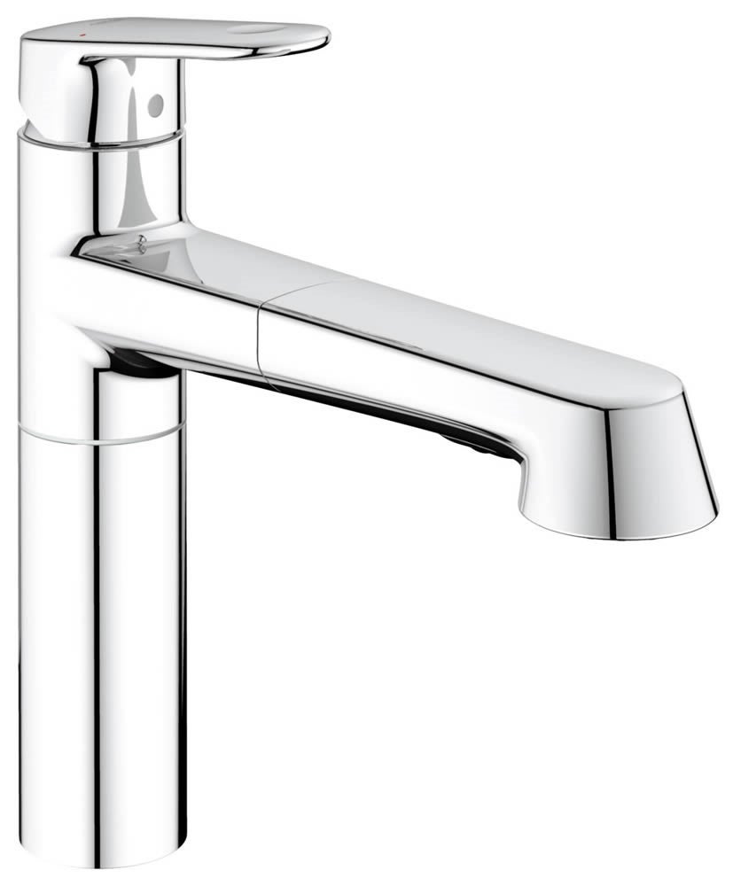 Grohe 33933002 Europlus Miscelatore Monocomando Lavello, rotazione di 100°,  bocca media con doccetta estraibile integrata, finitura cromo | Prezzi e