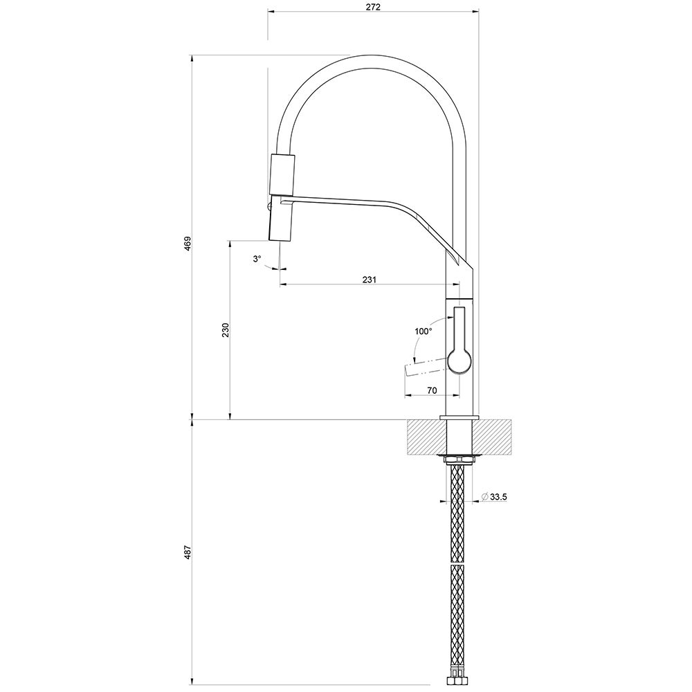 Gessi Mesh Miscelatore Semi Pro Monocomando Con Canna