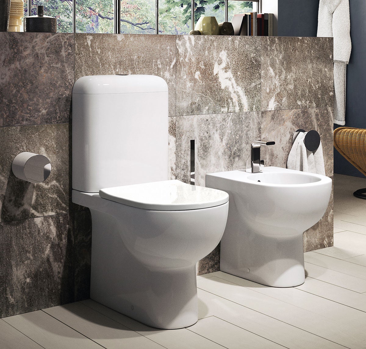 Vaso Monoblocco KARLA Con Cassetta Ceramica - WC Scarico A Pavimento, Bianco Lucido
