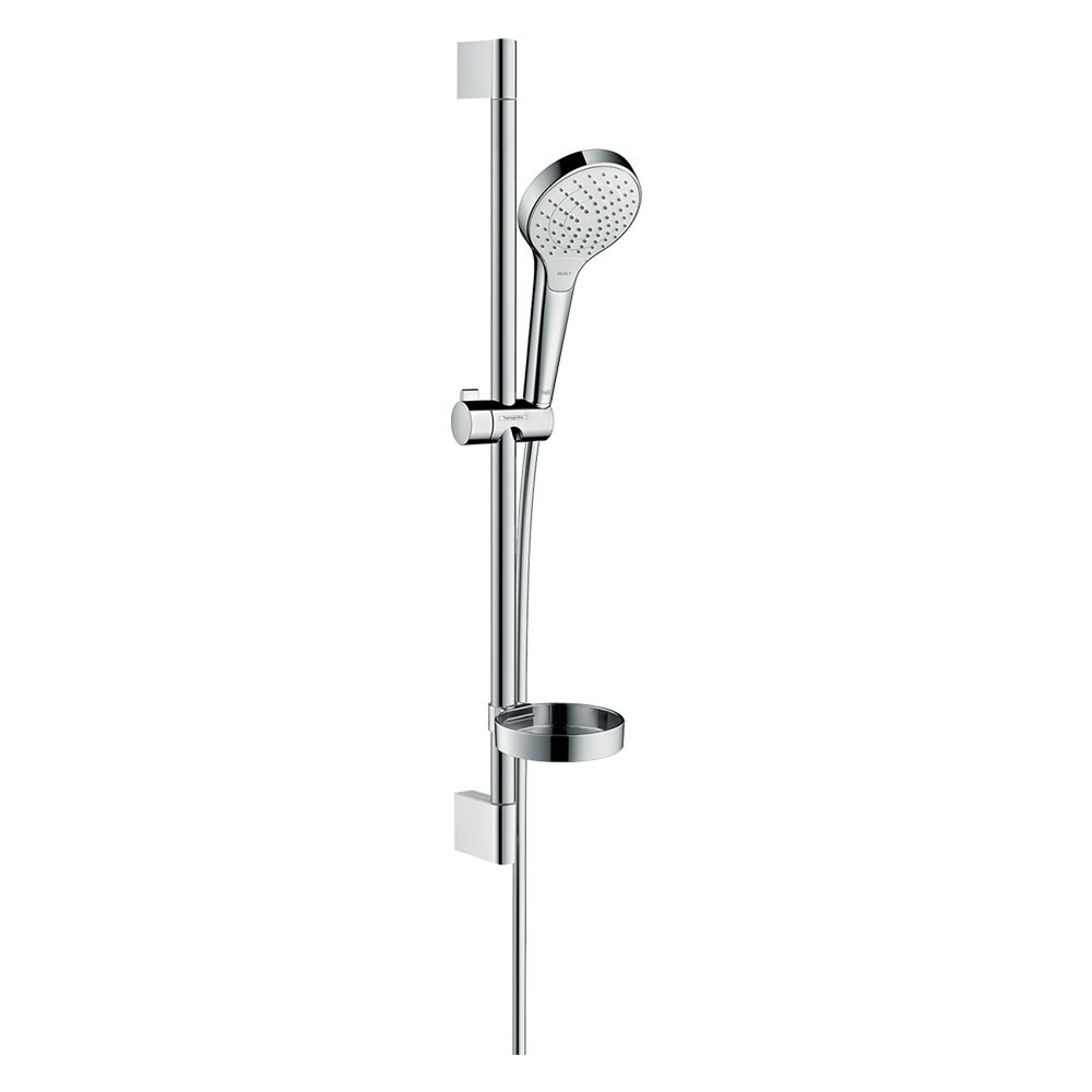 Hansgrohe 26566400 CROMA SELECT S set doccia Vario, con asta doccia 65 cm e  portasapone, finitura cromo e bianco