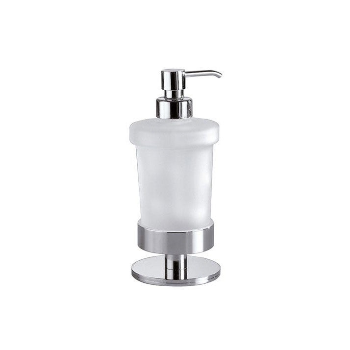 Inda Lea Portasapone Da Appoggio Con Bacinella In Vetro Satinato – Ottone Cromato 12x12x4 Cm
