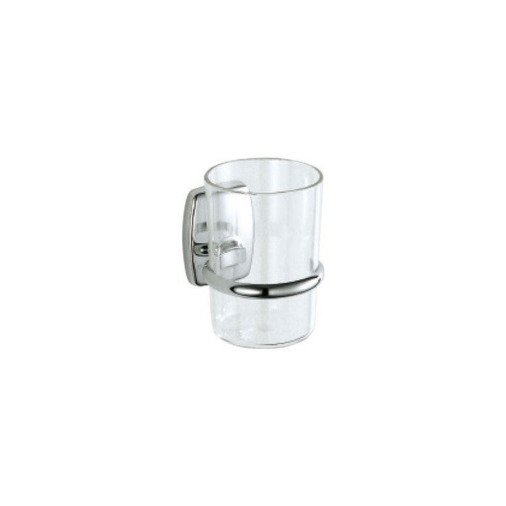Portaspazzolino Da Parete In Vetro E Metallo Con Bicchiere - Set Bagno Con Supporto E Tazza, Trasparente - 2
