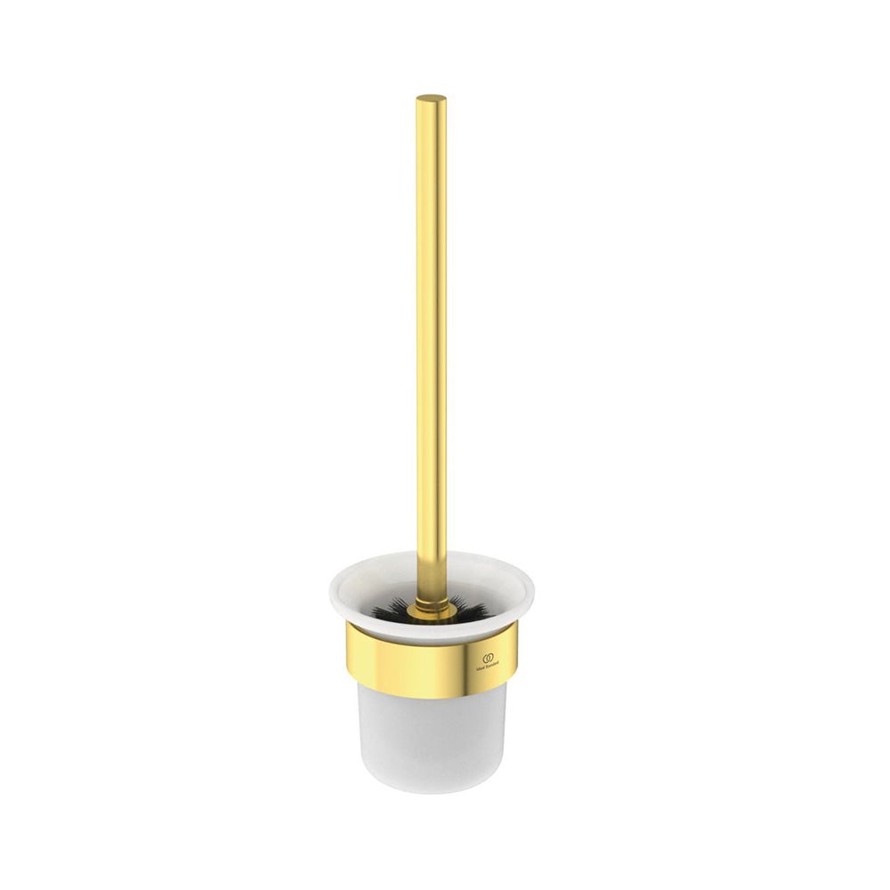 Ideal Standard T4495A2 CONCA portascopino, a parete, in vetro opaco con  supporto metallico, finitura brushed gold