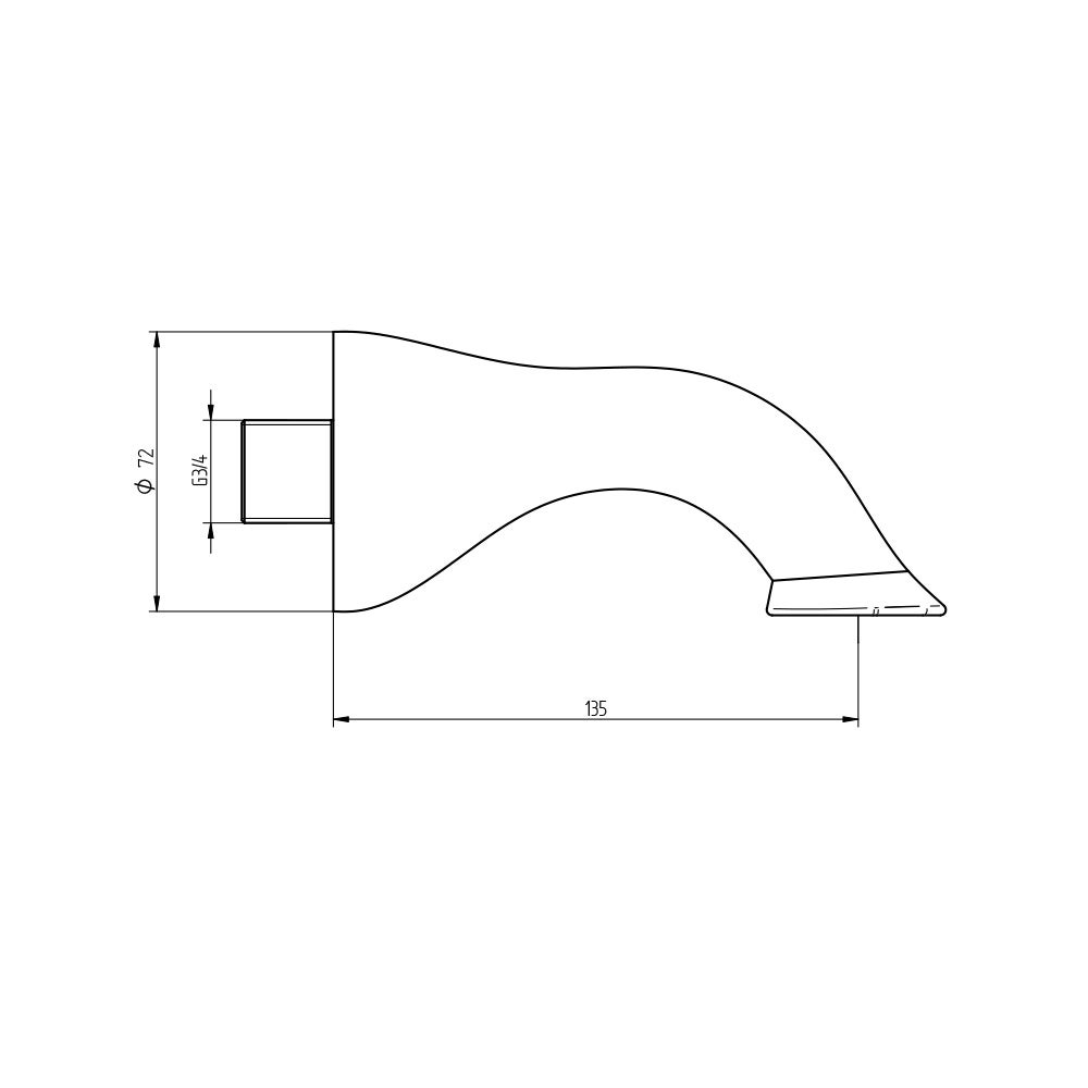 Bocca Per Vasca Da Bagno In Ottone, Girevole 180°, Montaggio A Parete, Filettatura G1/2, Cromato