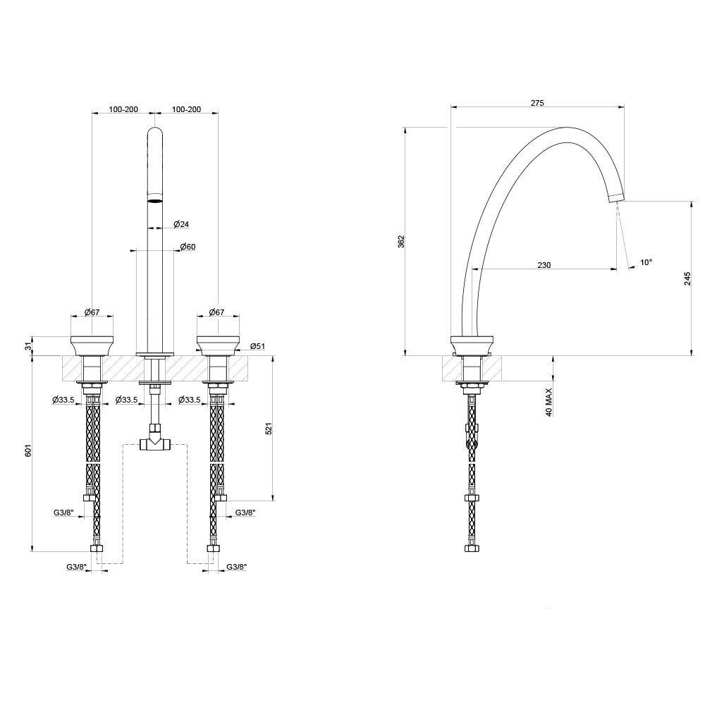 Gessi Origini Gruppo Lavabo Fori Bocca H Cm Senza