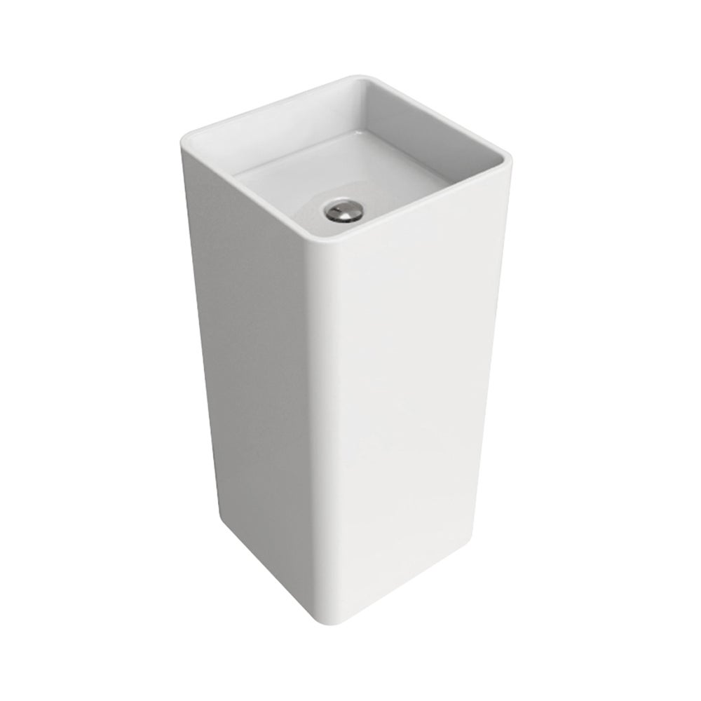 Immagine di Flaminia MONOWASH lavabo 40 cm a colonna a parete, senza troppopieno, colore bianco latte finitura opaco MW40PLAT