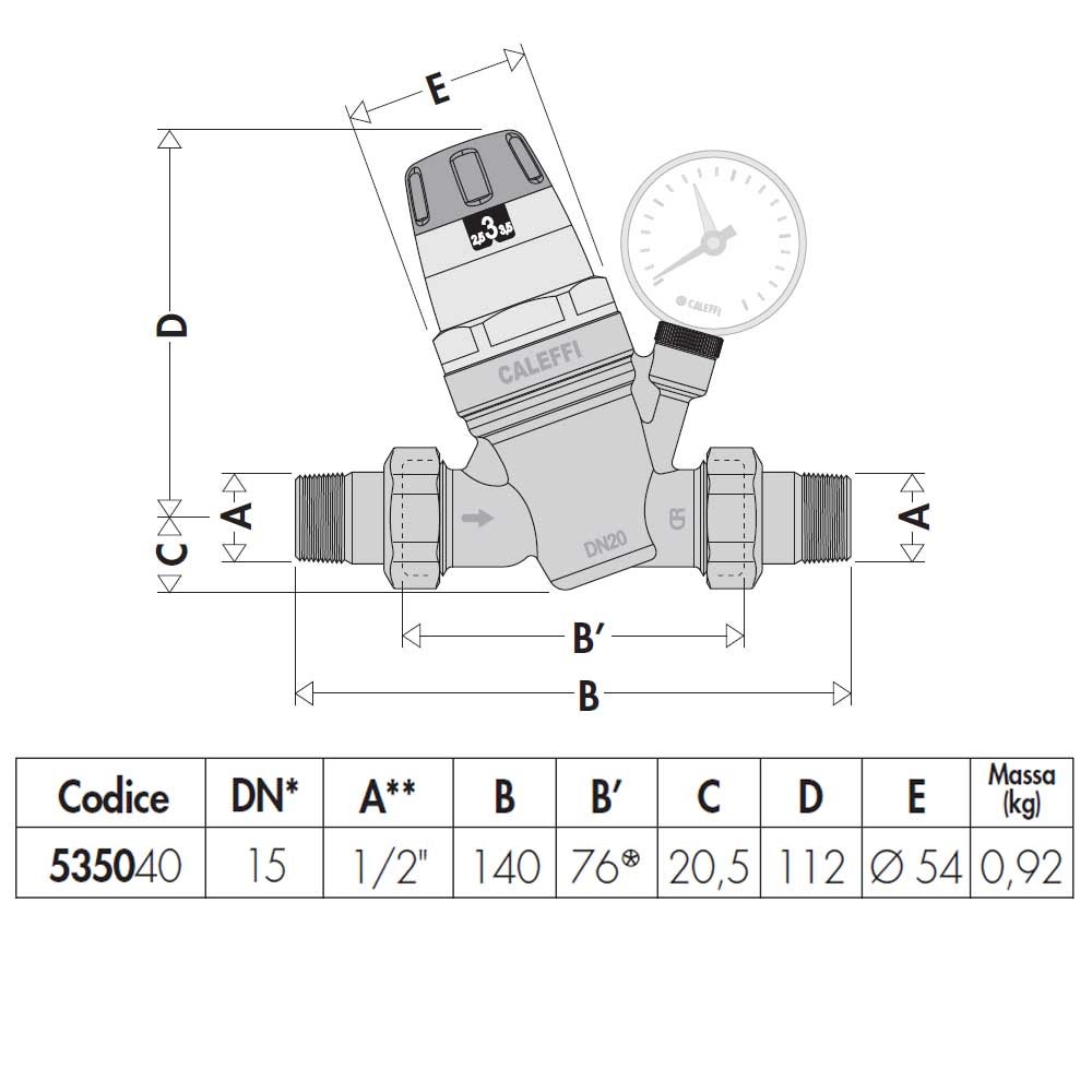 Groupe De Sécurité Caleffi Pour Chauffe-eau Avec Clapet Anti-retour Réglable - Réf. 526152 - Neuf