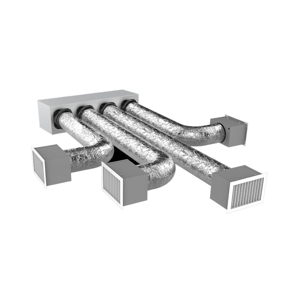 Tecnosystemi PL11166104 KIT SVELTO 4 zone Ø150, plenum Eolo, bocchette ad  alette regolabili per MITSUBISHI PEAD M JA 35/50