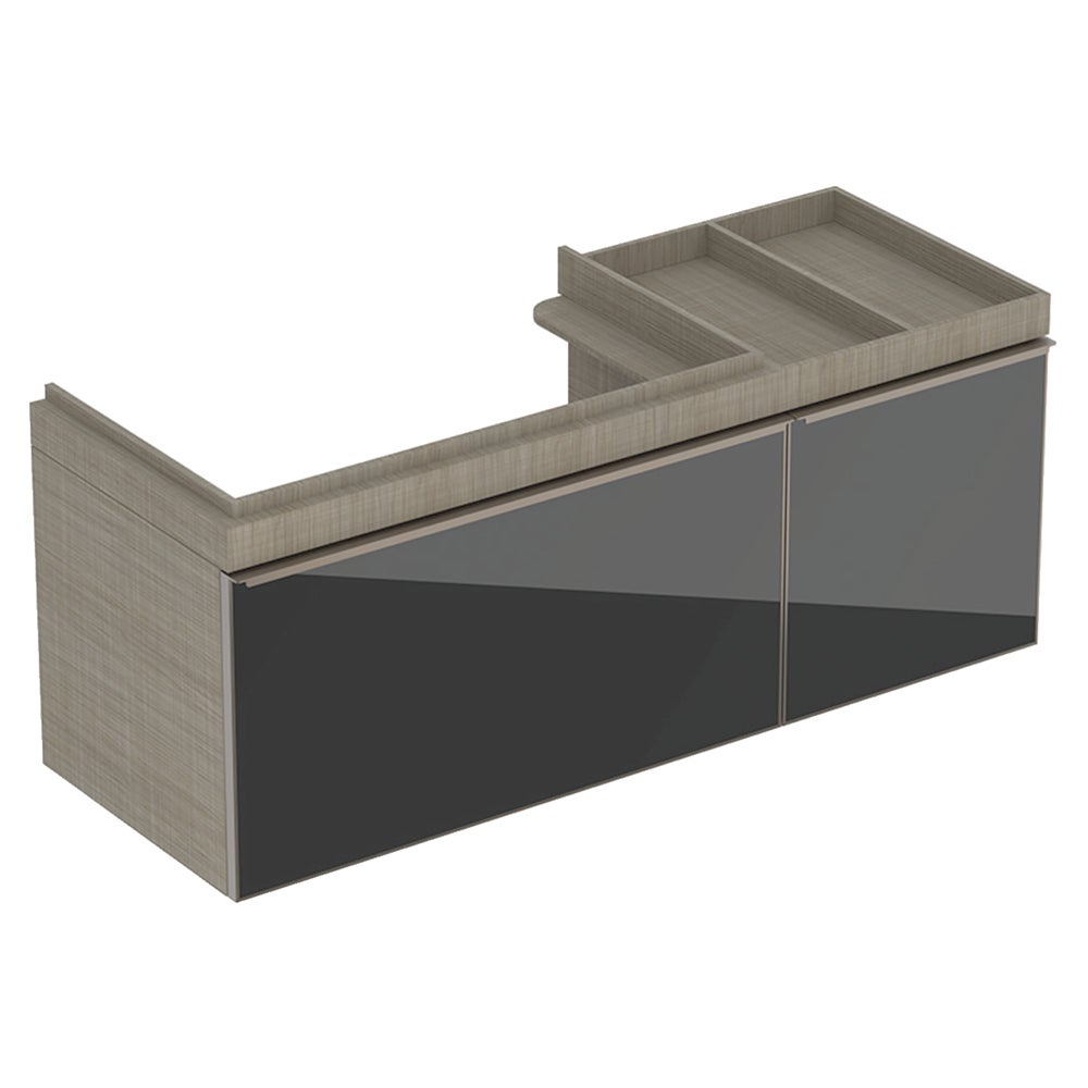 Cassettone bagno sospeso 60 cm in legno grigio pietra opaco - Plain