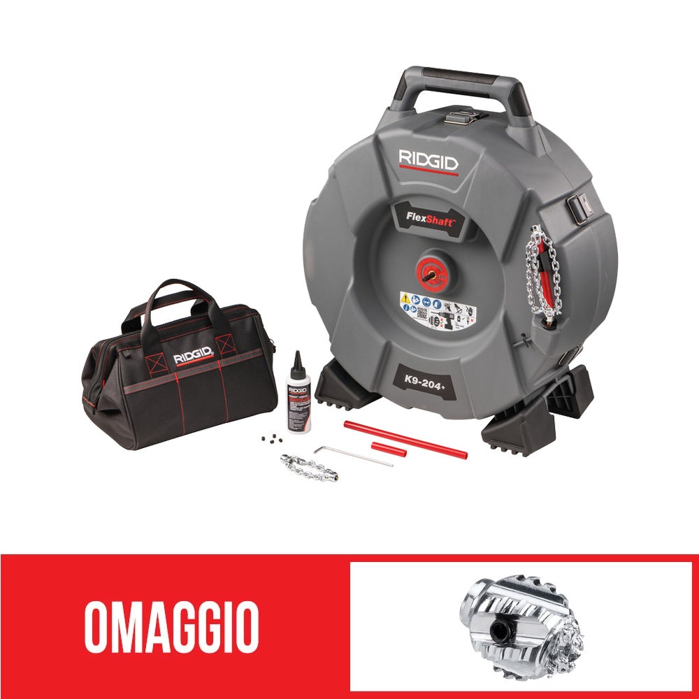 Ridgid FlexShaft™ K9204+ Stasatrice per pulizia scarichi per tubi da 2