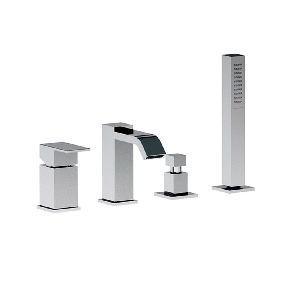 Rubinetto Vasca Con Doccetta In Oro Anticato - Miscelatore A Parete Due Maniglie - Foto 5