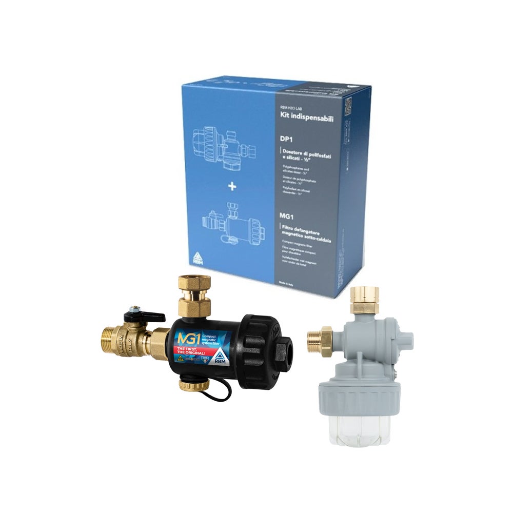 Filtro Magnetico Per Caldaia 22 Mm In Linea Con Inibitore 500 Ml, Protezione Da Fango E Calcare