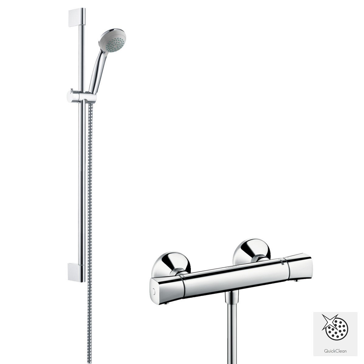 Ideal Standard BD585SI ALU+ colonna doccia con deviatore, 2 mensole,  doccetta a mano a 2 funzioni e soffione rotondo Ø 26 cm, da abbinare a  miscelatore a 1 via a incasso o