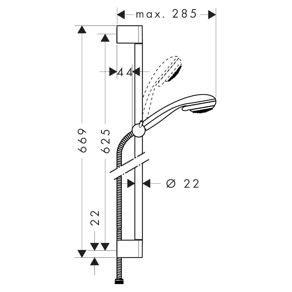 Hansgrohe 27763000 CROMETTA 85 set doccia Vario con asta doccia 67 cm ...