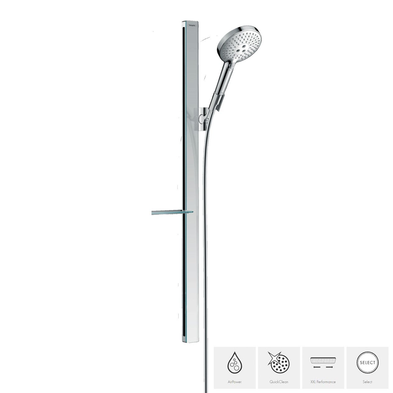 hansgrohe Set asta doccia: Raindance Select S, Set doccia 120 3jet  PowderRain con asta doccia 90 cm, Cod.art. 27667000