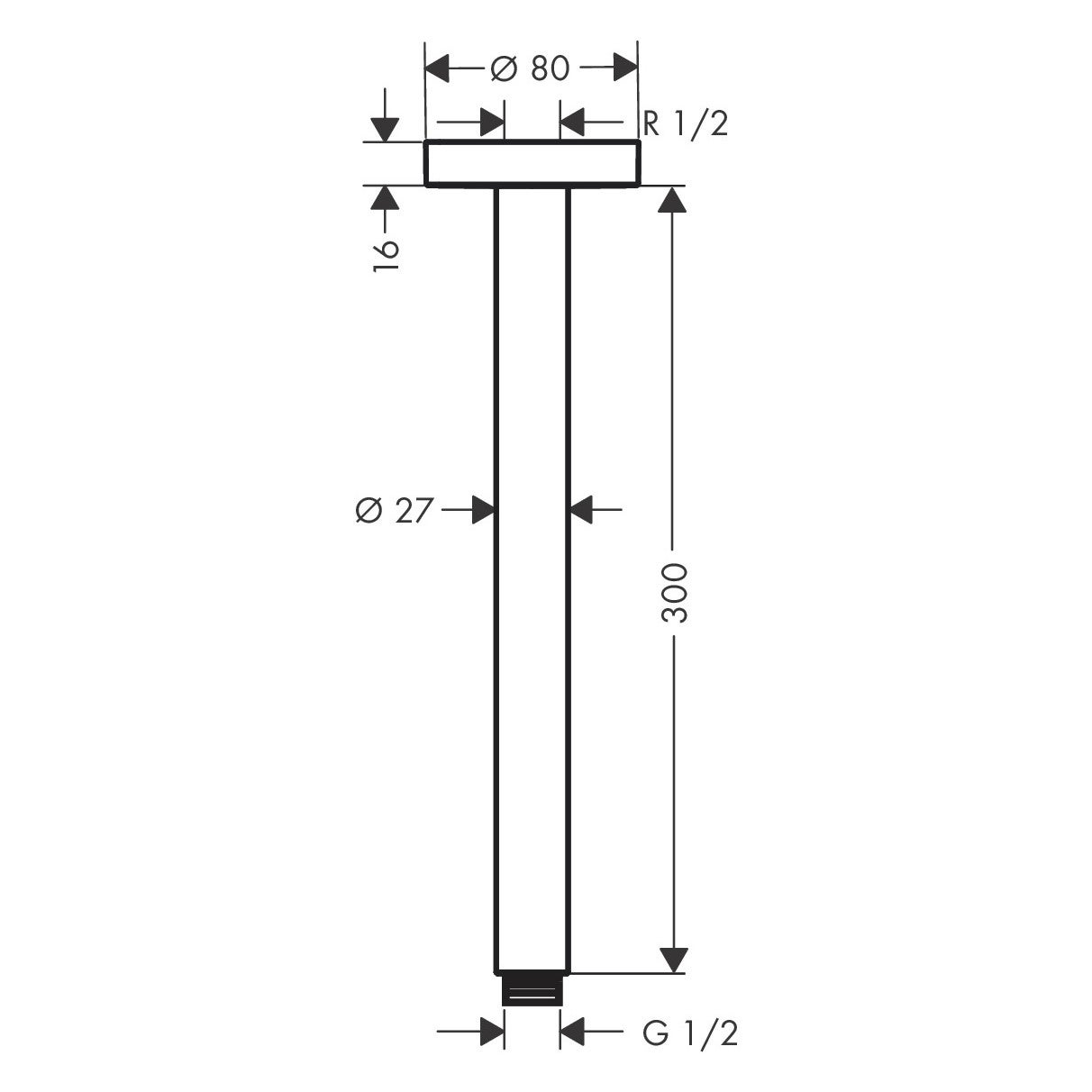 Hansgrohe 27389000 Fissaggio a soffitto S 30 cm, finitura cromo ...