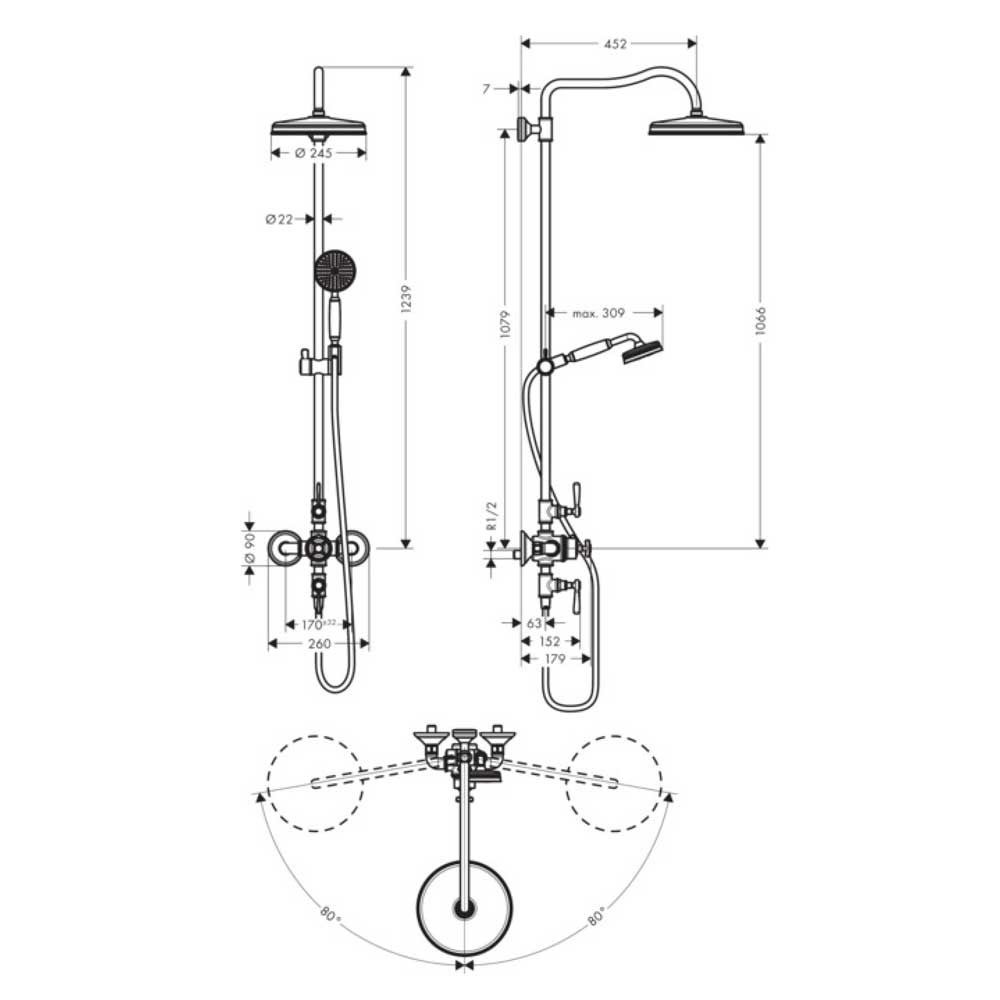 Axor 16572000 MONTREUX showerpipe con miscelatore termostatico e ...