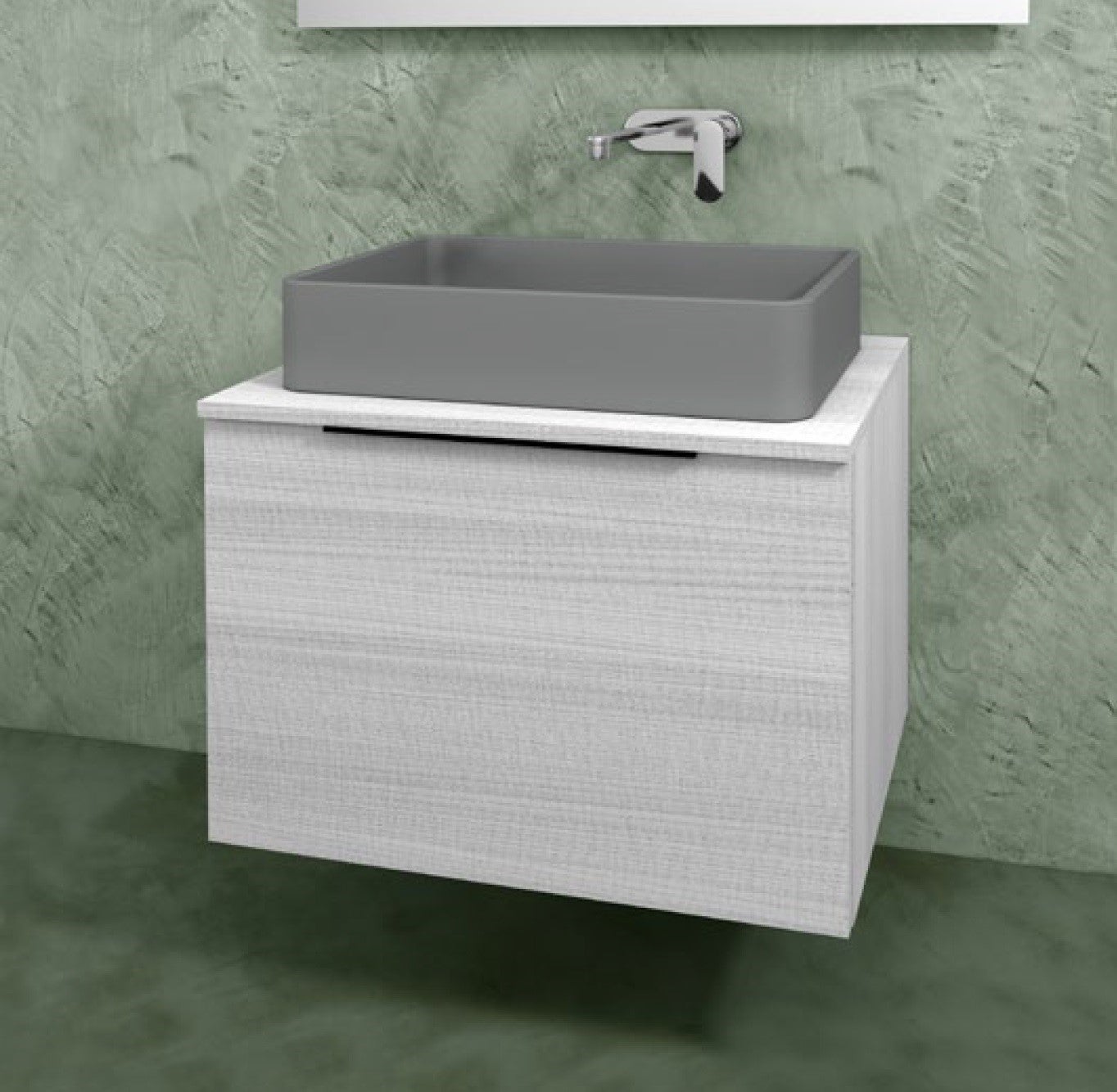 Flaminia BX805+BXPR51OJB BOX base portalavabo sospesa, 1 cassetto, L.70 P.50  H.50 cm, con top e foro per lavabo da appoggio, finitura oj bianco