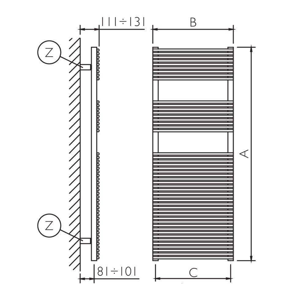 Deltacalor BAD3120050TB ELECTRO PLUS scaldasalviette elettrico H.126,2  L.51,5 cm, con spina shuko, colore bianco