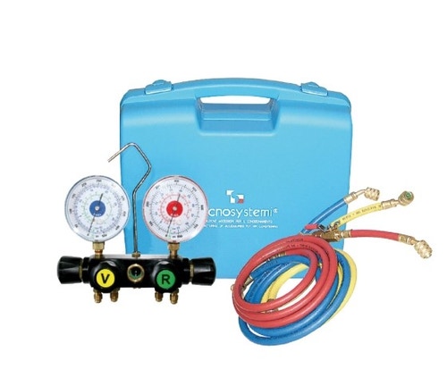 Immagine di Tecnosystemi kit gruppo manometrico 4 vie per gas R32-R410A, fornito in valigetta 11131270