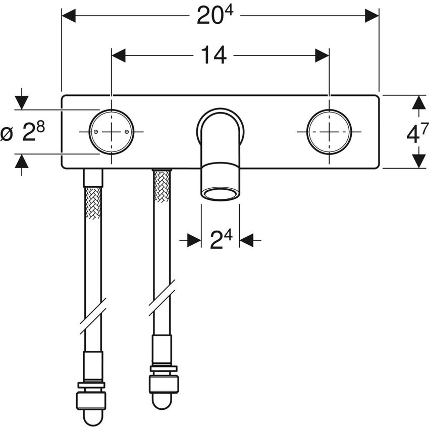 Immagine di Geberit ONE rubinetteria per lavabo, design arrotondato, montaggio a parete e miscelatore a due manopole, con scatola funzionale da incasso, finiture cromo 116.460.21.1