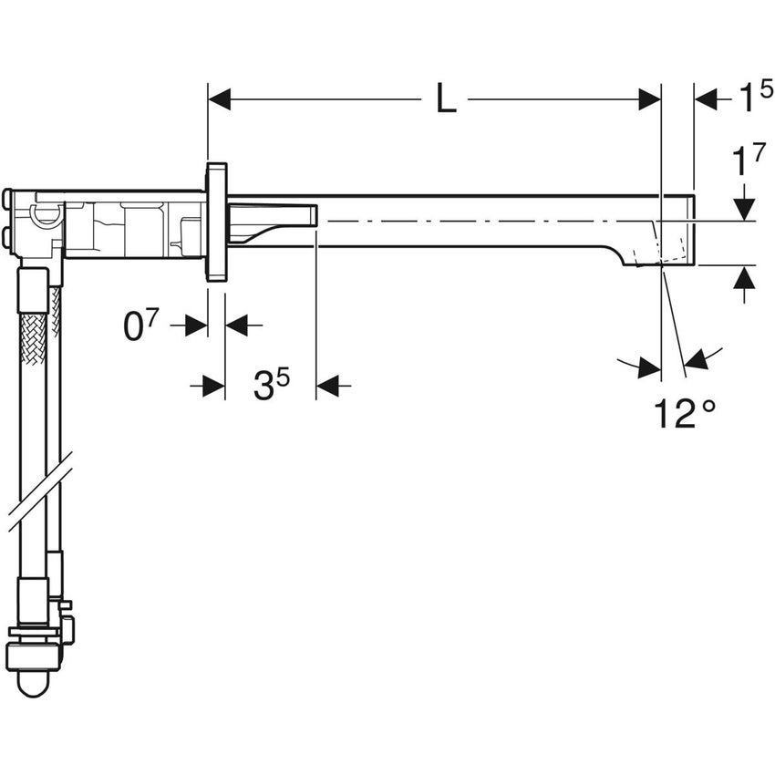 Immagine di Geberit ONE rubinetteria per lavabo, design squadrato, montaggio a parete e miscelatore a due manopole, per scatola funzionale da incasso, finiture cromo 116.461.21.1