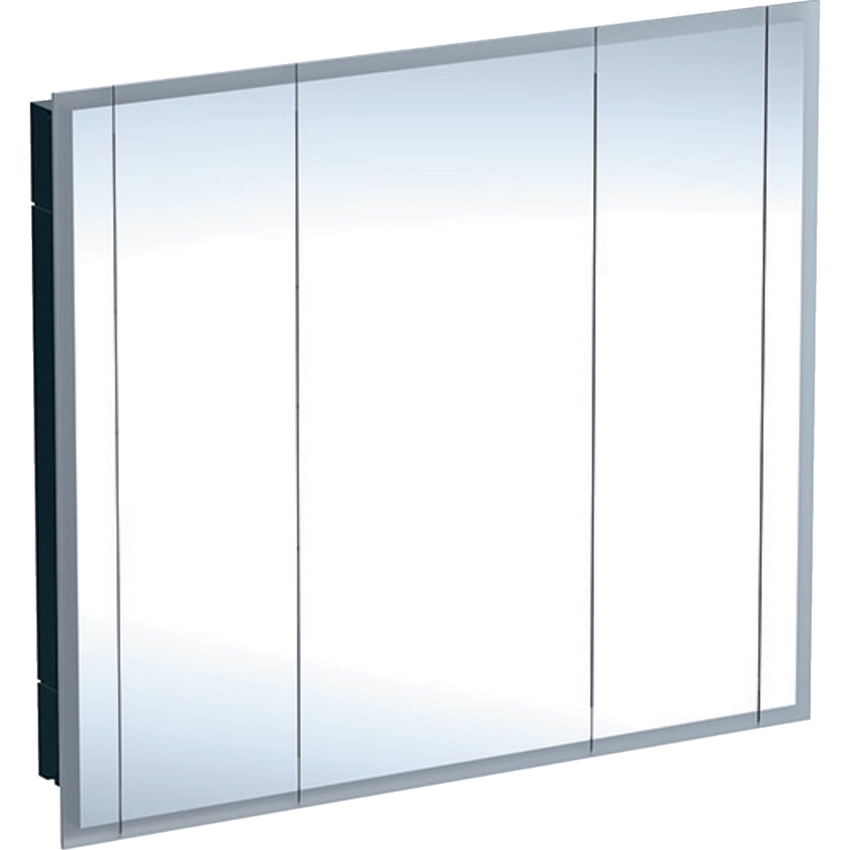 Immagine di Geberit ONE mobile specchio con illuminazione a tre ante, 90 cm, finiture corpo alluminio spazzolato, con ante dotate di specchi interni ed esterni 500.485.00.1