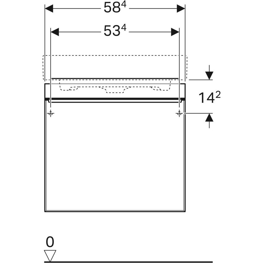 Immagine di Geberit CITTERIO mobile sottolavabo sospeso L.60 cm, con un cassetto, corpo finitura rovere marrone fumè e cassetti colore nero finitura vetro lucido 500.556.JJ.1