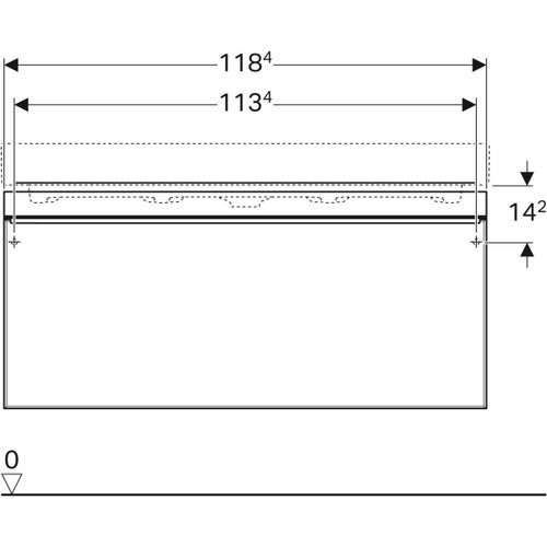 Immagine di Geberit CITTERIO mobile sottolavabo sospeso L.120 cm, con un cassetto, corpo finitura rovere marrone fumè e cassetti colore nero finitura vetro lucido 500.566.JJ.1