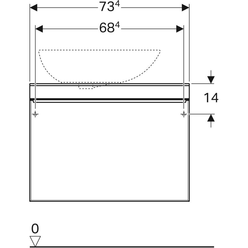 Immagine di Geberit CITTERIO mobile sospeso L.75 cm, con un cassetto, corpo finitura rovere marrone fumè e cassetti colore nero finitura vetro lucido 500.558.JJ.1