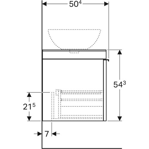 Immagine di Geberit CITTERIO mobile sospeso L.90 cm, con un cassetto, corpo finitura rovere marrone fumè e cassetti colore nero finitura vetro lucido 500.560.JJ.1