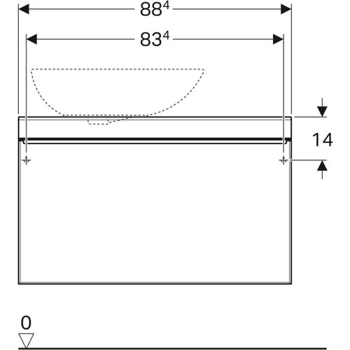 Immagine di Geberit CITTERIO mobile sospeso L.90 cm, con un cassetto, corpo finitura rovere marrone fumè e cassetti colore nero finitura vetro lucido 500.560.JJ.1