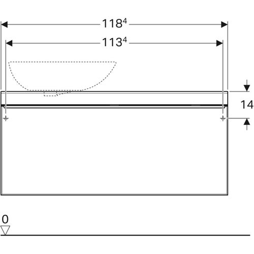 Immagine di Geberit CITTERIO mobile sospeso L.120 cm, con un cassetto, corpo finitura rovere beige e cassetti colore grigio tortora finitura vetro lucido 500.561.JI.1