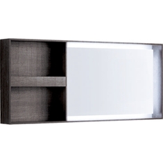 Immagine di Geberit CITTERIO specchio L.135 cm, reversibile, con mensola laterale, finitura rovere marrone fumè 500.571.JJ.1