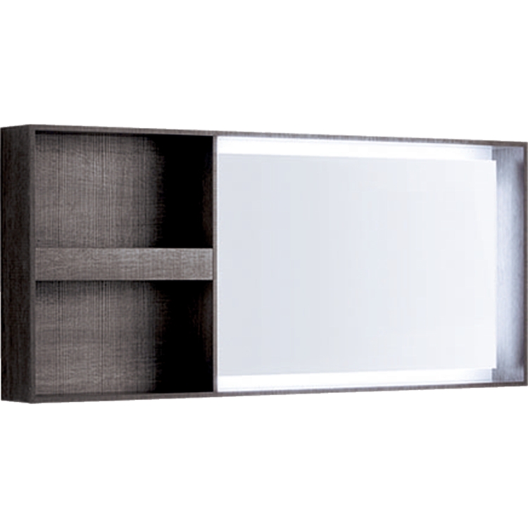 Geberit CITTERIO specchio 135 cm reversibile con mensola laterale, finitura rovere marrone fumè 500.571.JJ.1