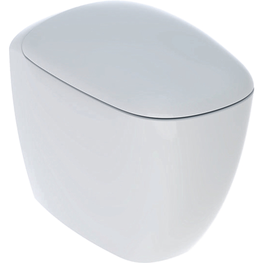 Immagine di Geberit CITTERIO vaso a cacciata con scarico a terra, Rimfree®, completo di sedile con chiusura ammortizzata, colore bianco finitura lucido 500.823.00.1